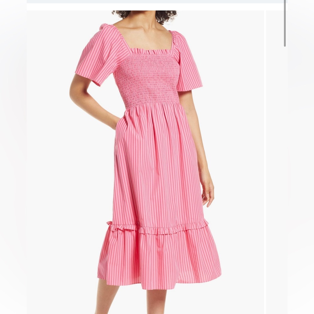 Draper James Deanna Pink Striped cotton Dress size large L